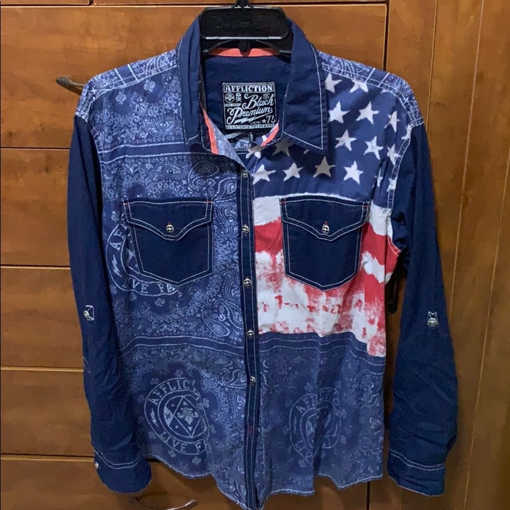 Affliction American Flag Button up- Brand New